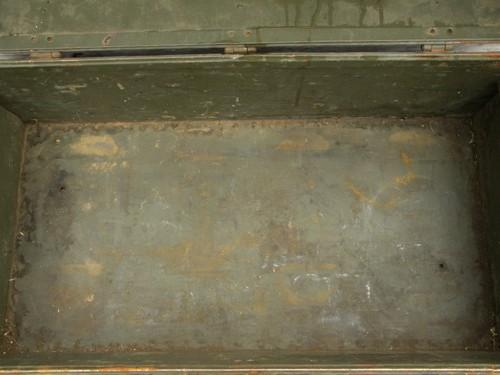 photo of old WWII vintage olive drab US Army foot locker trunk or chest #10