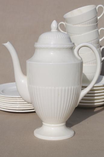 photo of old Wedgwood plain creamware china tea set, Edme Queensware embossed fluted shape #8