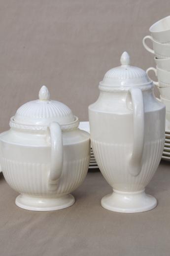 photo of old Wedgwood plain creamware china tea set, Edme Queensware embossed fluted shape #10