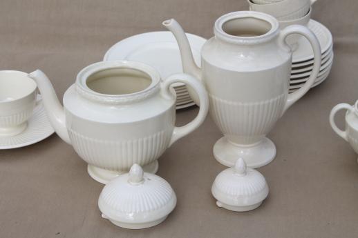 photo of old Wedgwood plain creamware china tea set, Edme Queensware embossed fluted shape #11