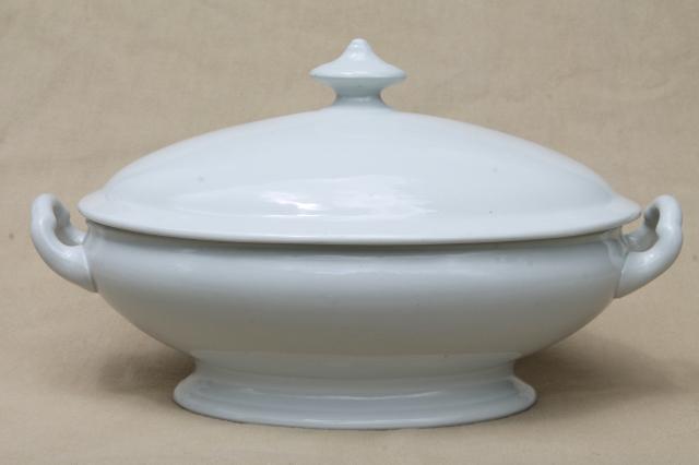 photo of old Wedgwood white ironstone china tureen or covered serving dish w/ oval bowl #1