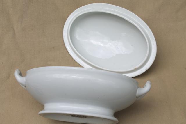 photo of old Wedgwood white ironstone china tureen or covered serving dish w/ oval bowl #2