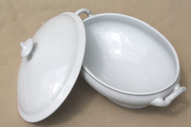 photo of old Wedgwood white ironstone china tureen or covered serving dish w/ oval bowl #6