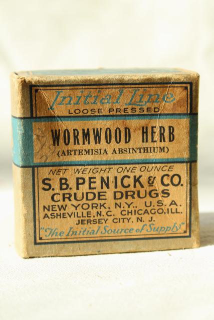 photo of old absinthe box, antique herbalist cure medicine artemisia wormwood bulk herbs vintage pharmacy #1