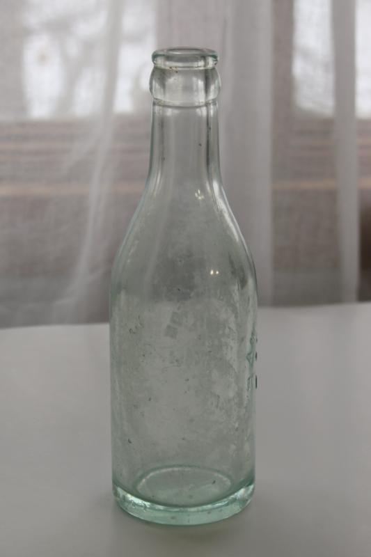 photo of old advertising bottle embossed Henschel - Kiel Wisconsin, sea glass blue #3