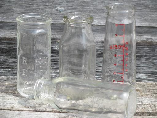 photo of old and antique glass baby bottles lot, vintage Pyrex, milk bottle etc. #1