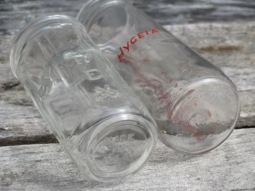photo of old and antique glass baby bottles lot, vintage Pyrex, milk bottle etc. #3