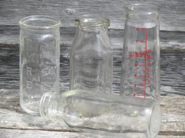 catalog photo of old and antique glass baby bottles lot, vintage Pyrex, milk bottle etc.