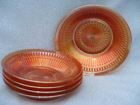 photo of old anniversary pattern marigold carnival iridescent glass soup bowls #1