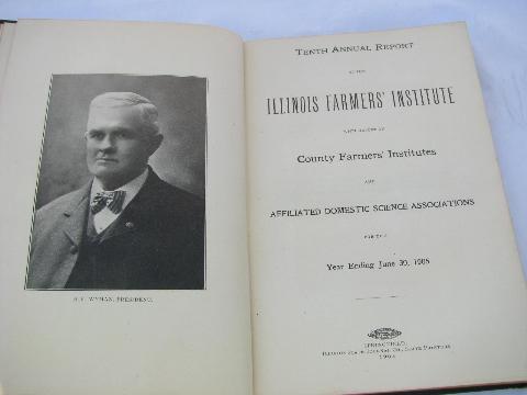 photo of old antique 1905 Illinois Farmers' Institute yearbook w/illustrations #2