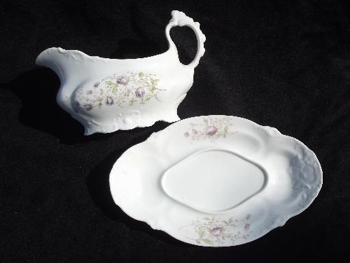 photo of old antique Austria china gravy boat and covered bowl, potato or veg dish #4