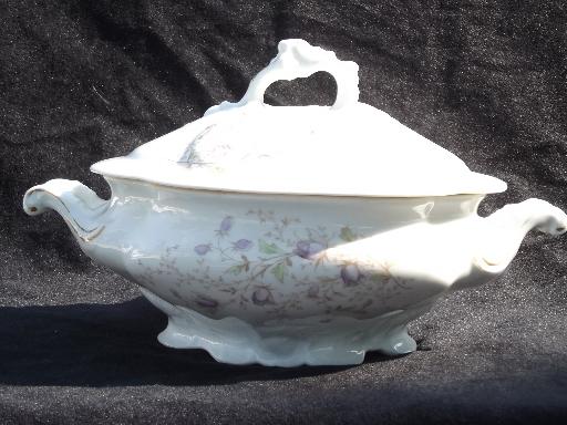 photo of old antique Austria china gravy boat and covered bowl, potato or veg dish #5