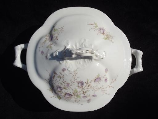 photo of old antique Austria china gravy boat and covered bowl, potato or veg dish #6