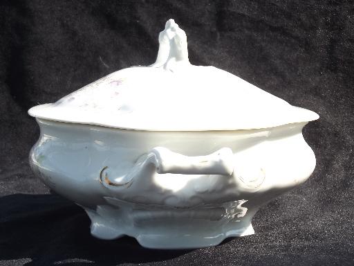 photo of old antique Austria china gravy boat and covered bowl, potato or veg dish #7