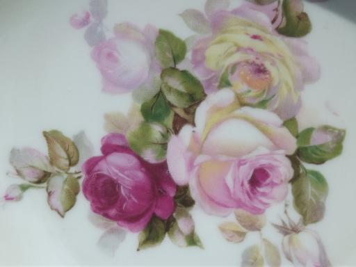 photo of old antique Bavaria china berry bowls set w/ cabbage roses floral #3