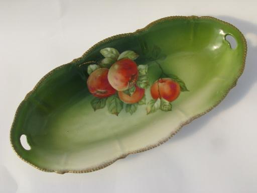 photo of old antique Bavaria china fruit or cheese tray, hand painted red apples #1