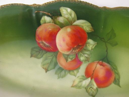 photo of old antique Bavaria china fruit or cheese tray, hand painted red apples #5