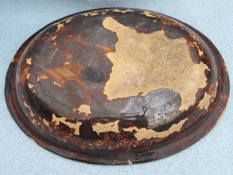 photo of old antique Bennington pottery, large oval bowl w/ rockingham glaze #3