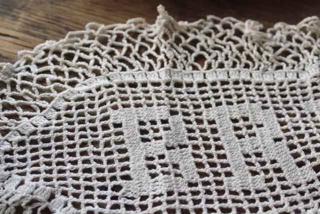 photo of old antique Bread lace doily & silver tray, early 1900s vintage bread basket #2