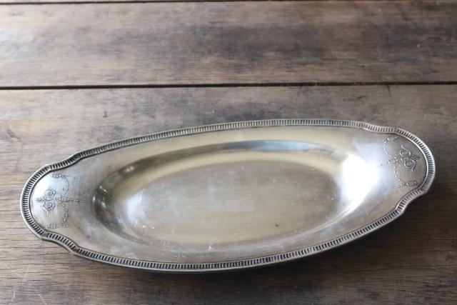 photo of old antique Bread lace doily & silver tray, early 1900s vintage bread basket #3