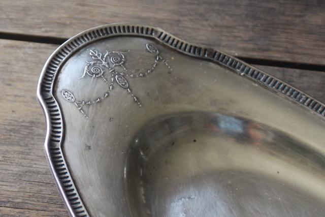 photo of old antique Bread lace doily & silver tray, early 1900s vintage bread basket #6