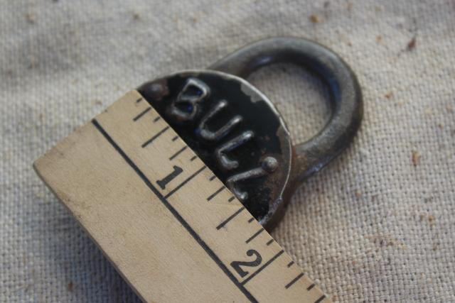 photo of old antique Bull Eagle padlock w/ working key, 1800s vintage lock #6