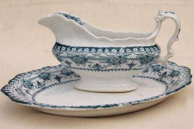 photo of old antique English transferware china, J H Weatherby Maltese blue circa 1900 #1