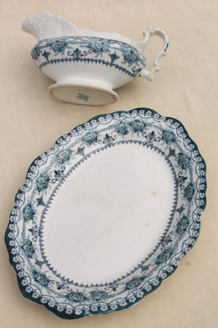 photo of old antique English transferware china, J H Weatherby Maltese blue circa 1900 #3