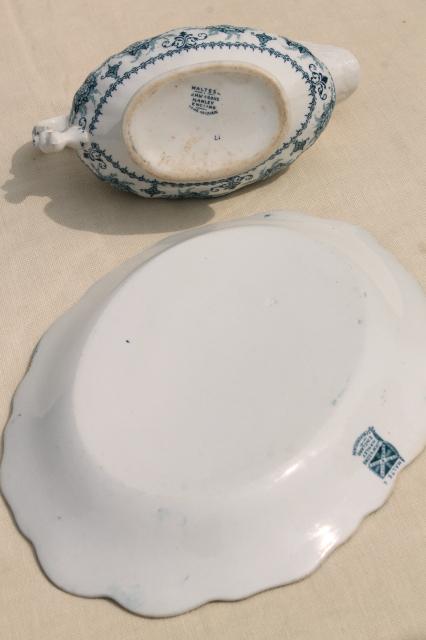 photo of old antique English transferware china, J H Weatherby Maltese blue circa 1900 #9