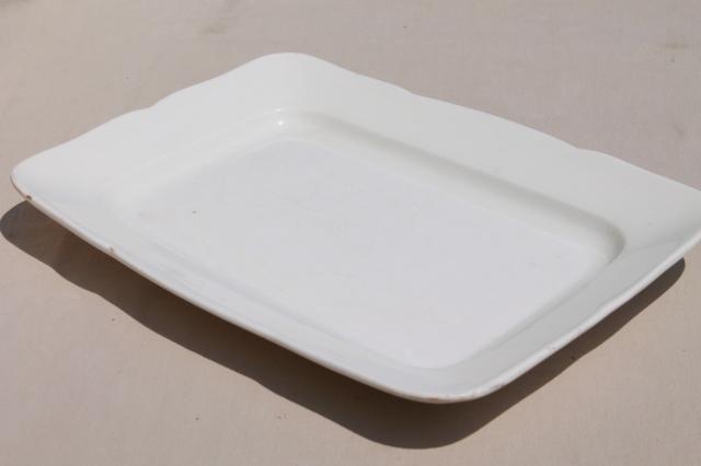 photo of old antique English white ironstone semi-porcelain rectangular platter or tray #2