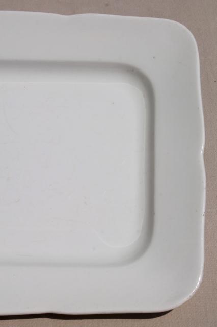 photo of old antique English white ironstone semi-porcelain rectangular platter or tray #3