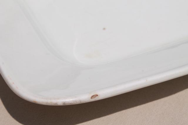 photo of old antique English white ironstone semi-porcelain rectangular platter or tray #4