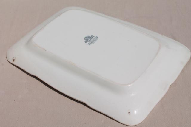 photo of old antique English white ironstone semi-porcelain rectangular platter or tray #6