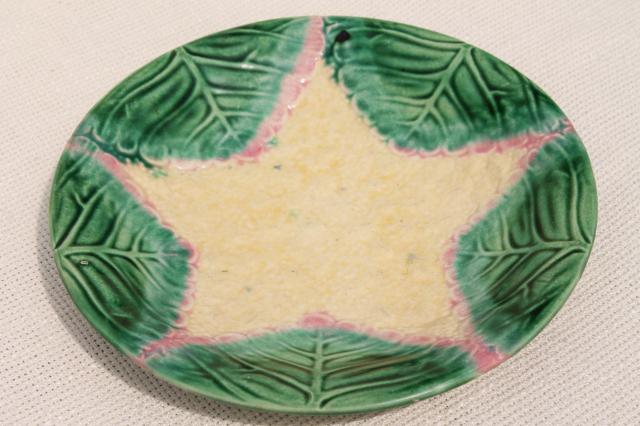 photo of old antique Etrustcan majolica pottery plate w/ cauliflower vegetable Victorian vintage #1