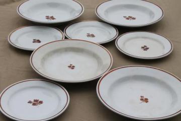 catalog photo of old antique Tea Leaf ironstone china, large soup bowls & bread / sandwich plates