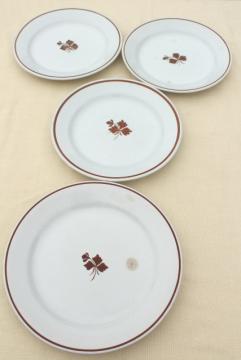 catalog photo of old antique Tea Leaf ironstone china plates, rustic farmhouse 1800s vintage dinnerware