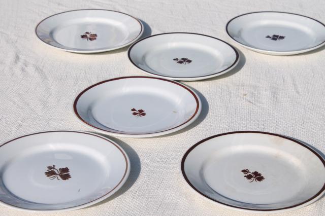 photo of old antique Tea Leaf white ironstone china plates w/ copper luster, Wedgwood & Meakin  #3