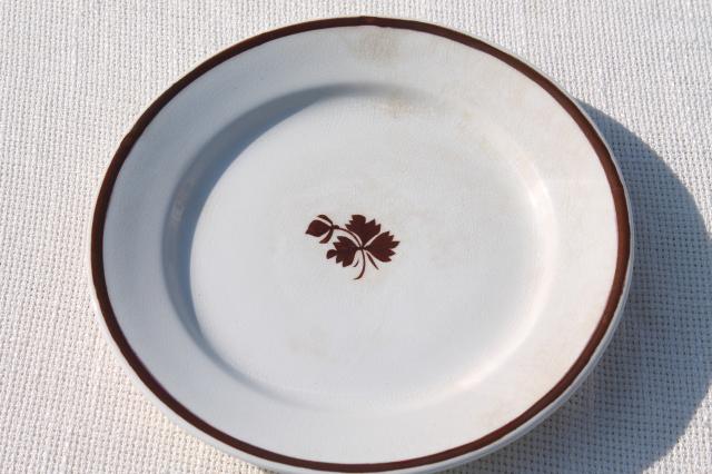 photo of old antique Tea Leaf white ironstone china plates w/ copper luster, Wedgwood & Meakin  #8