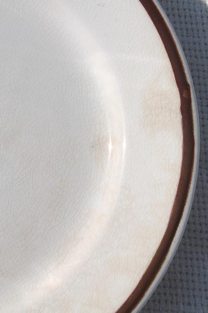 photo of old antique Tea Leaf white ironstone china plates w/ copper luster, Wedgwood & Meakin  #9