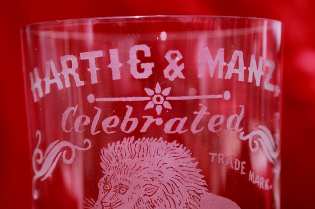 photo of old antique beer glass etched Hartig & Manz Watertown Wisconsin lager beer #5