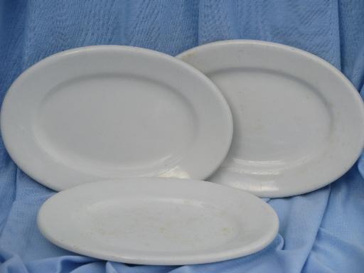 photo of old antique butter dishes, shabby white ironstone china butter plate lot #1