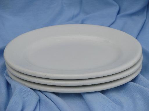 photo of old antique butter dishes, shabby white ironstone china butter plate lot #5