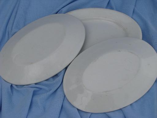 photo of old antique butter dishes, shabby white ironstone china butter plate lot #6