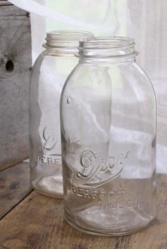 catalog photo of old antique canning jars, pre Ball Drey Perfect Mason big 2 qt clear glass canisters
