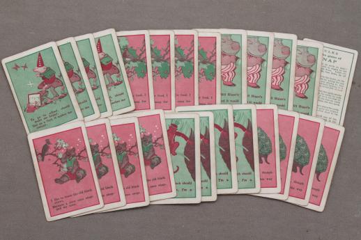 photo of old antique card game, complete deck Snap playing cards w/ funny nursery rhymes #2