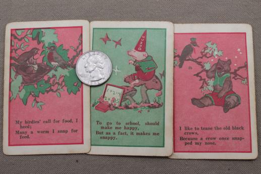 photo of old antique card game, complete deck Snap playing cards w/ funny nursery rhymes #3