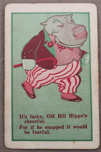 photo of old antique card game, complete deck Snap playing cards w/ funny nursery rhymes #7