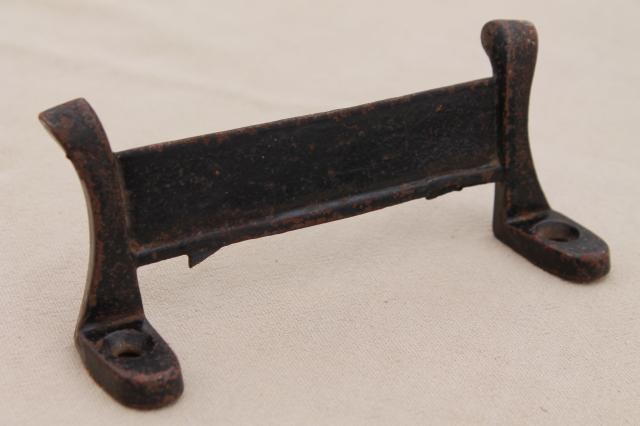photo of old antique cast iron shoe / boot scraper, plain blade w/ mounting bracket holes #1