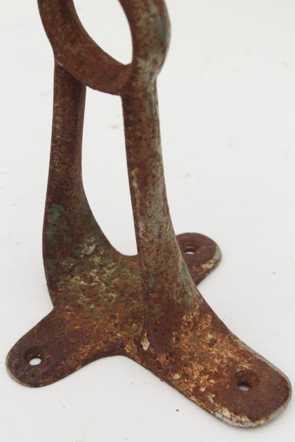 photo of old antique cast iron shoe last w/ slipper foot, tall hat stand style display piece #3