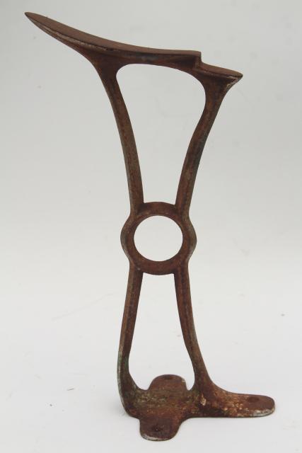 photo of old antique cast iron shoe last w/ slipper foot, tall hat stand style display piece #5